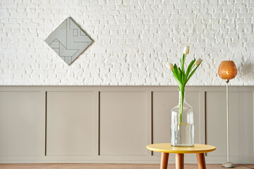 White tulip vase room decorative living room wall background style.