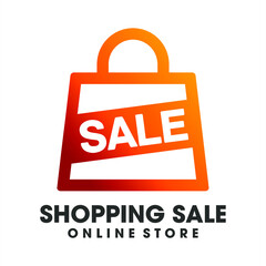 Shopping bag logo templates made for online shopping, Discount Sale Creative logo templates made for online shopping
