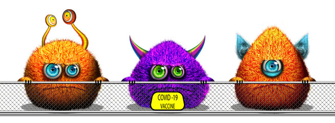 Coronavirus, COVID 19. Cartoon. 3D Illustration