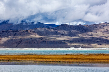 Himalayan lake Tso Kar in Himalayas, Ladakh, India