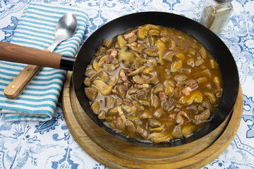 rognons de porc sauce champignons dans une poêle