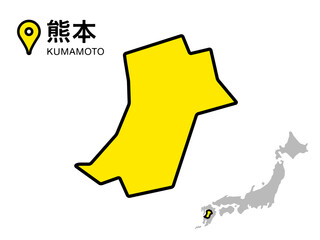 熊本県のデフォルメ地図のベクターイラスト素材