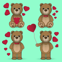 teddy bears with hearts cute love