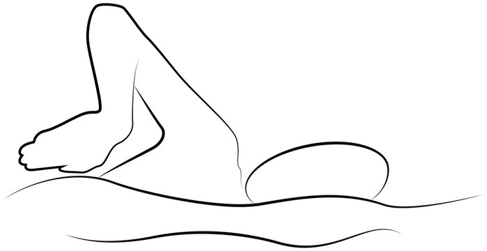 Swimming icon of a set. Black and white line illustration.