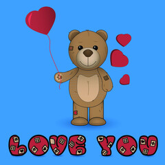 teddy bear with heart balloon love