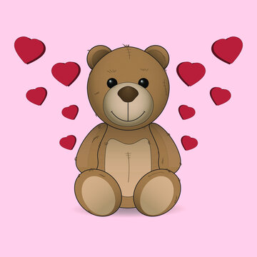 teddy bear love hearts