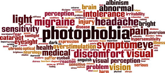 Photophobia word cloud