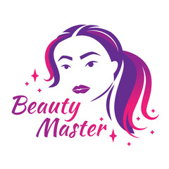 Beauty master vector logo template in purple and pink colors