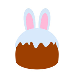 Easter cake in sweet glaze with Easter bunny with ears. happy easter concept