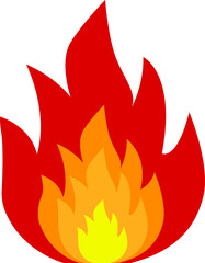 vector flame fire. flat image of a flame. a large flame of fire with long tongues of flame.
