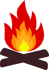 vector flame fire. flat image of a flame. a large flame of fire with long tongues of flame.