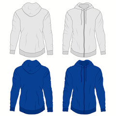 Hoody fashion, sweatshirt template. Realistic outerwear clothes mockup front and back view.