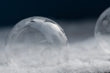 Frozen Soap Bubble on a cold winter morining