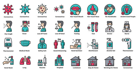 Coronavirus Related Icons Vector Illustration