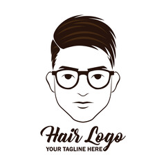 man hair logo with text space for your slogan or tagline, vector illustration
