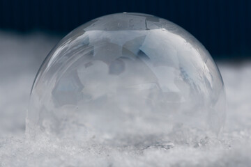 Frozen Soap Bubble on a cold winter morining