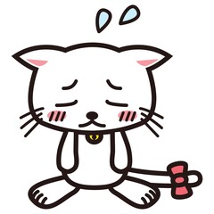 落ち込んでうなだれる白い猫