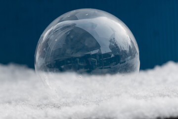 Frozen Soap Bubble on a cold winter morining