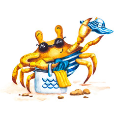 cool crab is waiting for you at the sea