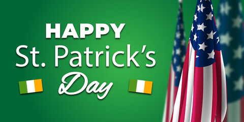 Happy St. Patricks Day, USA Flag Background