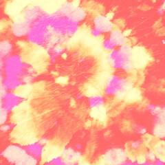 Psychedelic Cool Background. Circle Multi Paint. Batik Texture. Color Roll. Tye Die Circular Backdrop. Abstract Dye. Hippie Swirl Patterns. Yellow Artistic Print. Orange Spiral Abstract Dye.