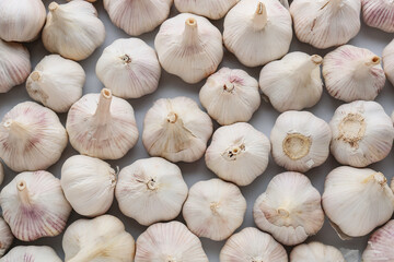 Heap of fresh garlic as background