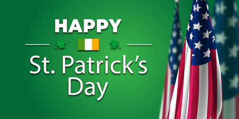 Happy St. Patricks Day, USA Flag Background