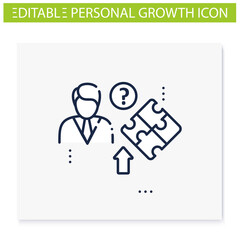 Self knowledge improving line icon. Self cognition. Introspection. Self improvement and self realization.Business and career development. Isolated vector illustration. Editable stroke