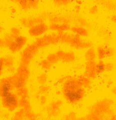 Art Light Effect. Batik Patterns. Color Style. Psychedelic Water Texture. Tie Dye Spiral Painting. Abstract Dye. Hippie Swirl Design. Orange Artistic Fabric. Yellow Circle Abstract Dye.