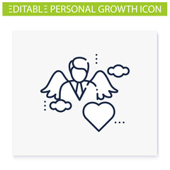 Spiritual identity line icon. Personal growth concept. Self identity. Meaning and ultimate existence purpose . Growth plan. Isolated vector illustration. Editable stroke