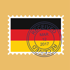 Postage Stamp  Flag of German. Vector illustration