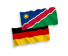 Flags of Republic of Namibia and Germany on a white background