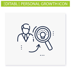 Identifying potential line icon.Personal growth concept.Self improvement and talent acquisition.Personal strengths development. Human resources management.Isolated vector illustration.Editable stroke 