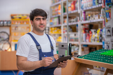 The auto parts dealer selects the spare part and writes the information to the tablet.