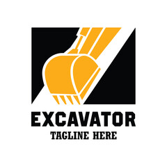 excavator or excavation logo emblems and insignia with text space for your slogan tagline. vector illustration