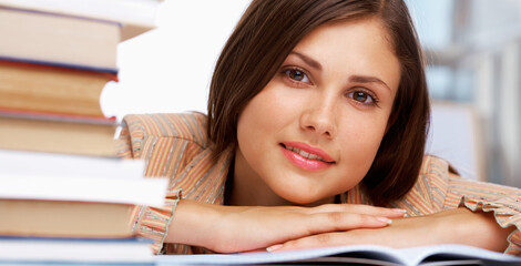Close-up of a smiling female student