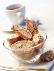 cakes with coffee on background