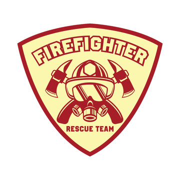 firefighter logo emblems and insignia with text space for your slogan tagline. vector illustration