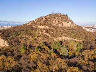 Dzhendem tepe hill and panorama to City of Plovdiv, Bulgaria