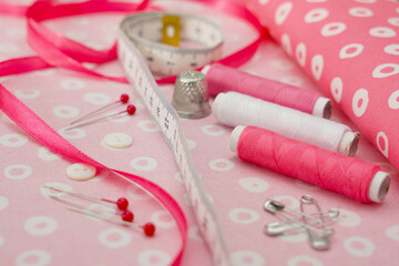 Things for sewing in pink