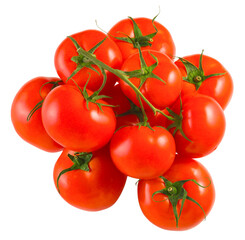 Red tomatoes fresh harvest on a white background, isolate
