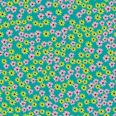 Seamless Pattern Background with Simple Flower Design Elements. Vector Illustration EPS10