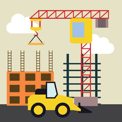 under construction building site. vector illustration