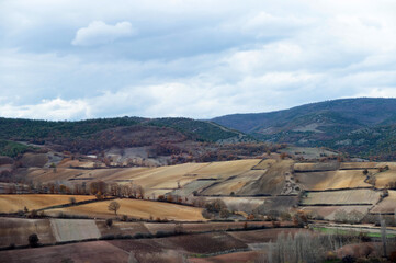 Fototapeta premium Aerial drone view of agricultural fields in Turkey