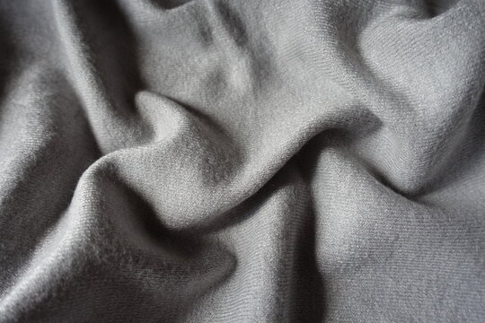 Jammed Simple Gray Jersey Cotton Fabric From Above