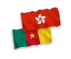 Flags of Cameroon and Hong Kong on a white background