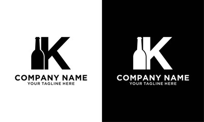 Bottle concept simple flat K letter logo design