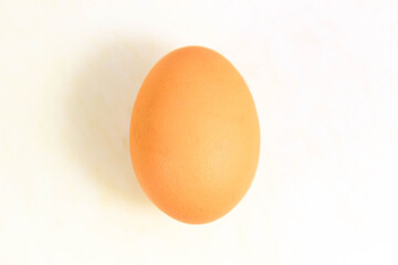 One whole raw egg on a white background.