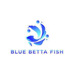Blue Gradient Betta Fish Logo Design for Business Company 
