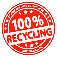 round business button - 100% recycling (german)